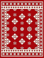 Rich Crimson Snowflake Border Rug