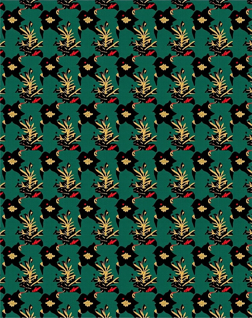 Emerald Green Tropical Floral Arrangement Rug