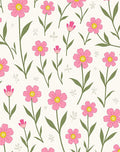 Pink Floral Meadow Ground Cover Rug