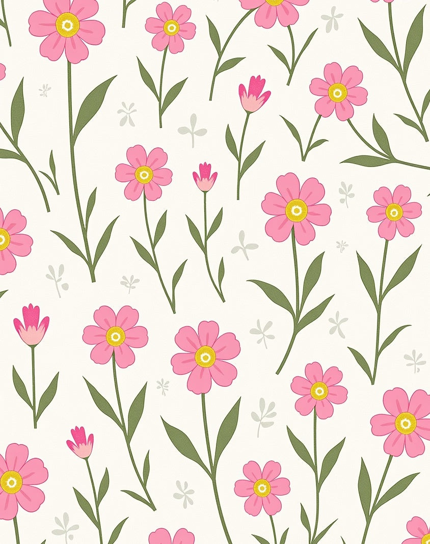 Pink Floral Meadow Ground Cover Rug