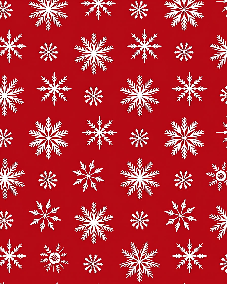 Red White Snowflake Winter Snowscape Rug