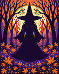 Mystic Autumn Witch Silhouette Rug