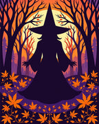 Mystic Autumn Witch Silhouette Rug