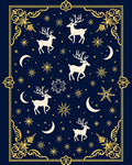Midnight Navy Celestial Reindeer Moonscape Rug