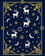 Midnight Navy Celestial Reindeer Moonscape Rug