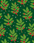 Holiday Green Red Pine Sprig Art Rug