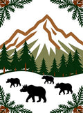 Woodland Mountain Bears Pine Forest Rug