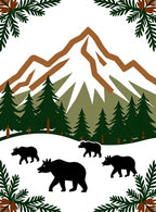 Woodland Mountain Bears Pine Forest Rug