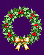 Green Holly Berry With Gold Bow Rug