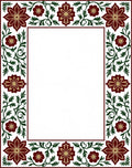 Crimson Golden Floral Vine Border Rug