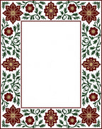 Crimson Golden Floral Vine Border Rug