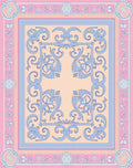 Art Nouveau Pink Light Blue Floral Rug