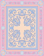 Art Nouveau Pink Light Blue Floral Rug