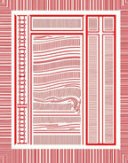 Crimson Textured Lines Composition Rug