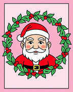 Friendly Santa Claus Holly Wreath Rug