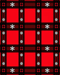 Red Black Plaid Snowflake Accents Rug