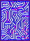 Abstract Blue White Geometric Maze Rug