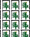 Green Tree Yellow Sun Black Frame Rug