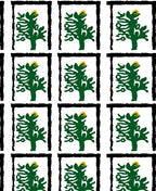 Green Tree Yellow Sun Black Frame Rug