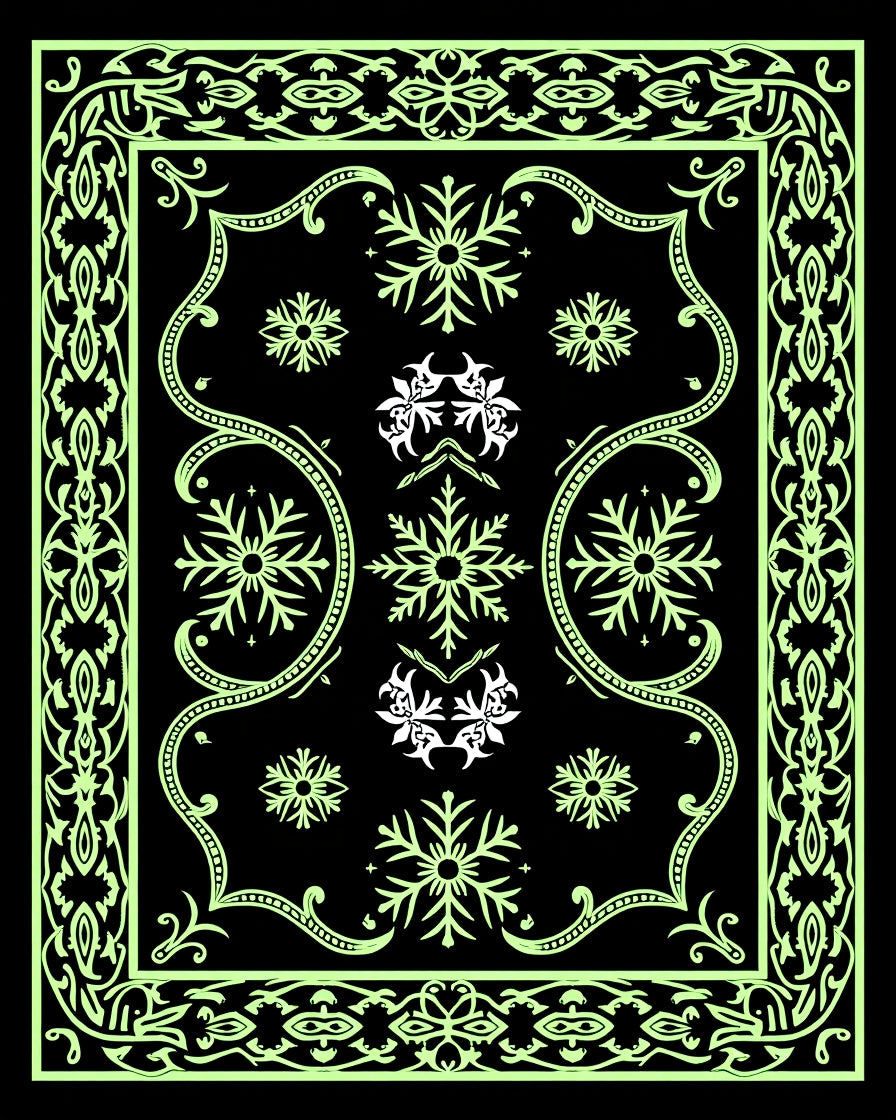 Neon Green Snowflake Border Rug