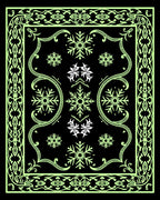 Neon Green Snowflake Border Rug