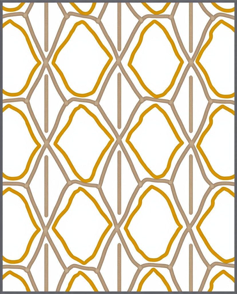 Golden Taupe Intersecting Diamond Grid Rug