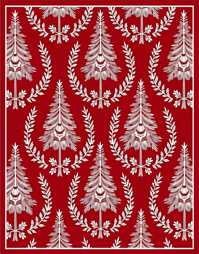 Crimson White Fir Laurel Medallion Rug