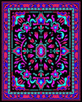 Vibrant Magenta Blue Floral Mandala Rug