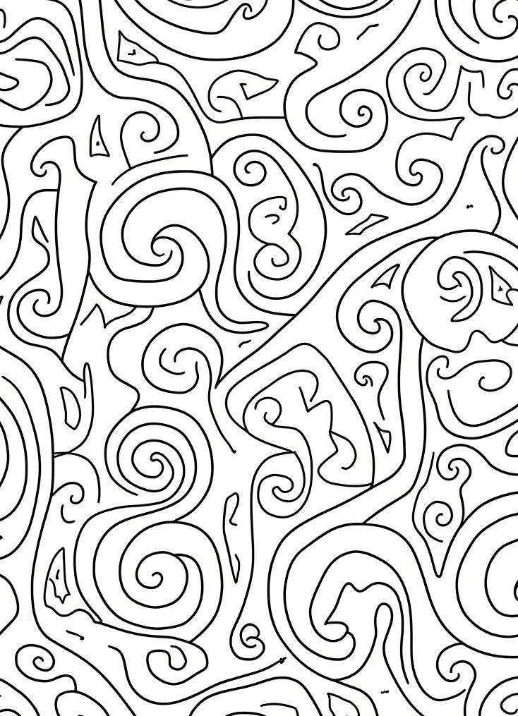 Black White Abstract Swirls Rug