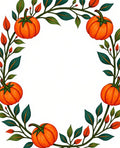 Autumn Orange Pumpkin Vine Border Rug