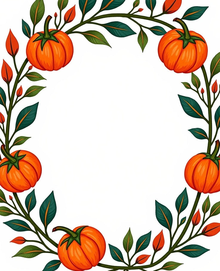 Autumn Orange Pumpkin Vine Border Rug
