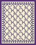 Elegant Ivory Lattice Purple Border Rug