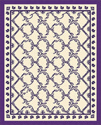 Elegant Ivory Lattice Purple Border Rug