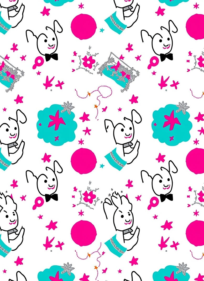 Playful Pink Bunny Starburst Compilation Rug