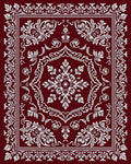 Crimson Ornate Floral Scrollwork Rug