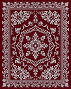 Crimson Ornate Floral Scrollwork Rug
