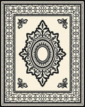 Cream Black Ornate Medallion Border Rug