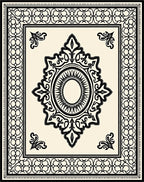 Cream Black Ornate Medallion Border Rug