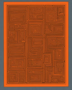 Orange Black Geometric Maze Rug