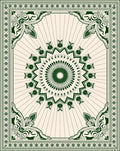Dark Green Sunburst Mandala Medallion Rug
