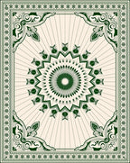 Dark Green Sunburst Mandala Medallion Rug