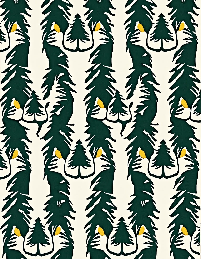 Dark Green Forest With Yellow Accent Rug