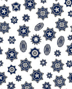 Navy White Starburst Oval Medallions Rug