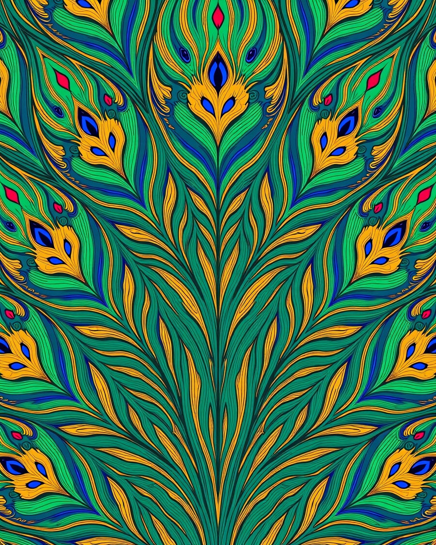 Emerald Peacock Feather Jewel Burst Rug