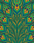Emerald Peacock Feather Jewel Burst Rug