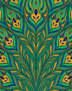 Emerald Peacock Feather Jewel Burst Rug