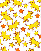 Yellow Cartoon Cats Stars Ragdoll Rug