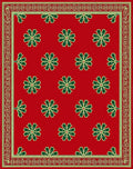 Crimson Green Floral Geometric Border Rug