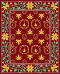 Regal Crimson Floral Vine Border Rug