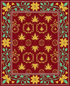 Regal Crimson Floral Vine Border Rug